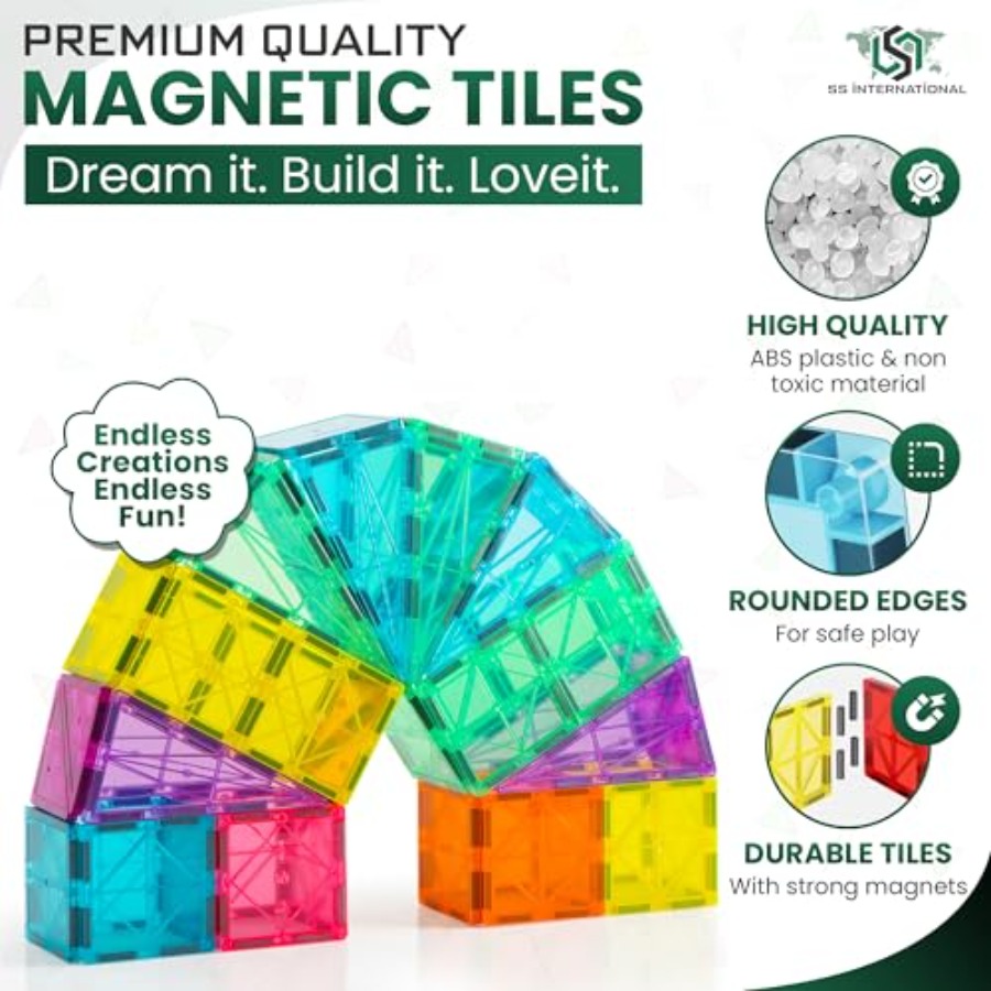 Magnetic Tiles Construction Se - Magnetic Building Tiles Set 100Pcs ulasan dan harga