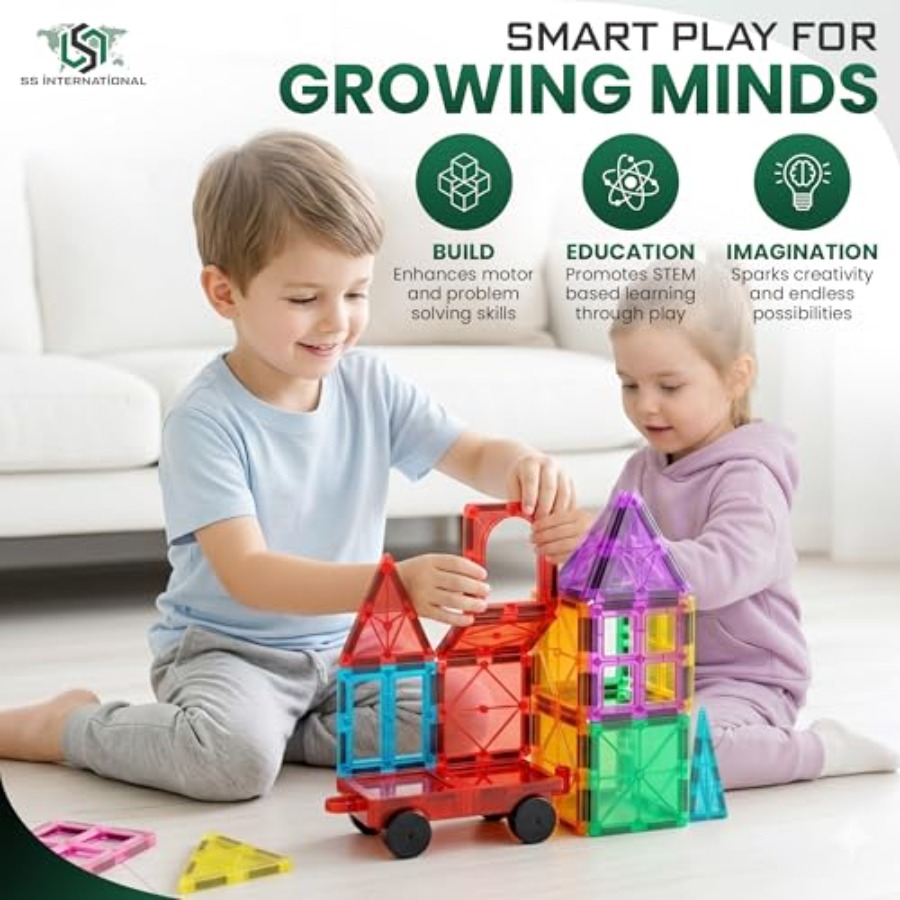 Magnetic Tiles Construction Se - Magnetic Building Tiles Set 100Pcs ulasan dan harga