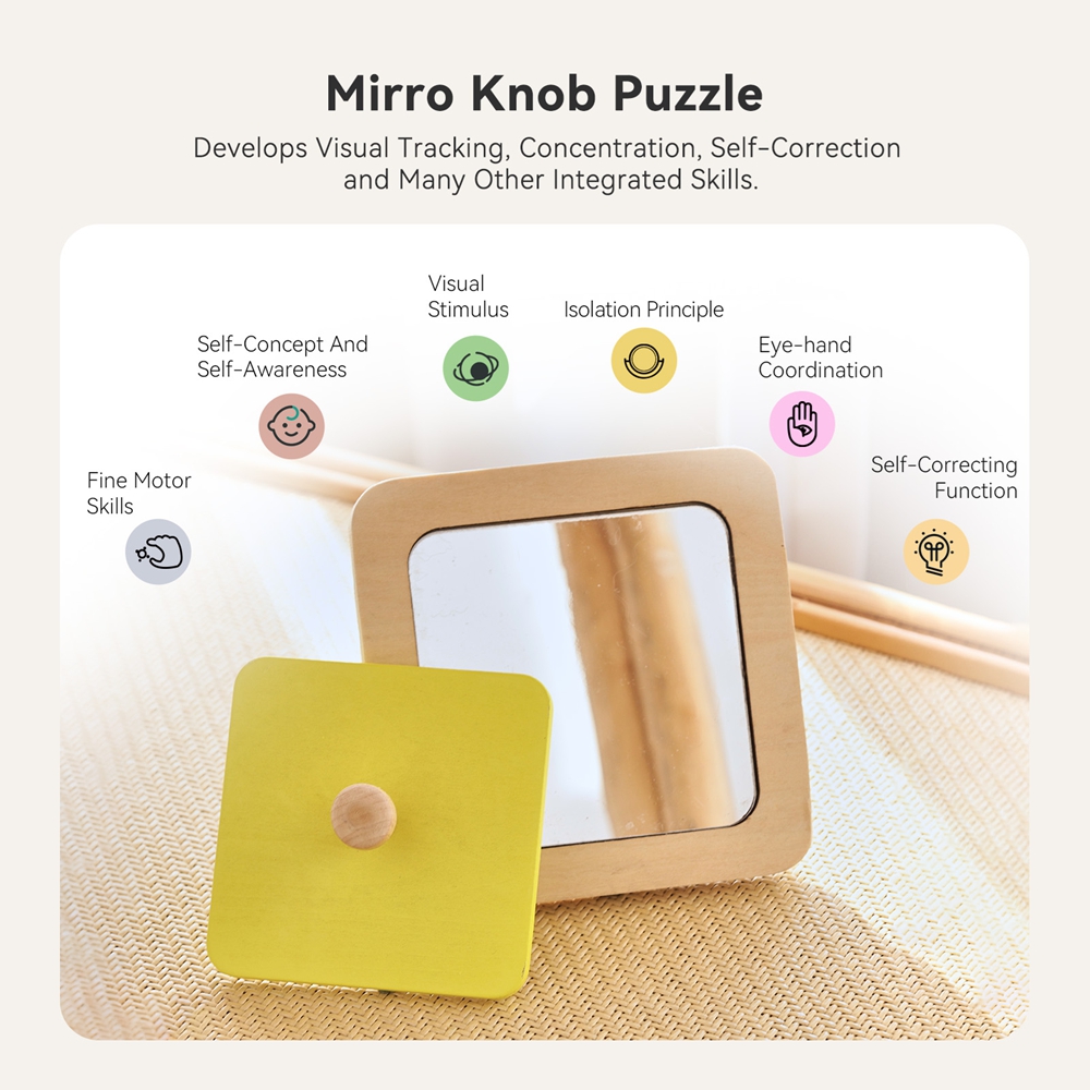 Montessori Wooden Mirror Puzzl - Montessori Wooden Busy Board Toddler ulasan dan harga