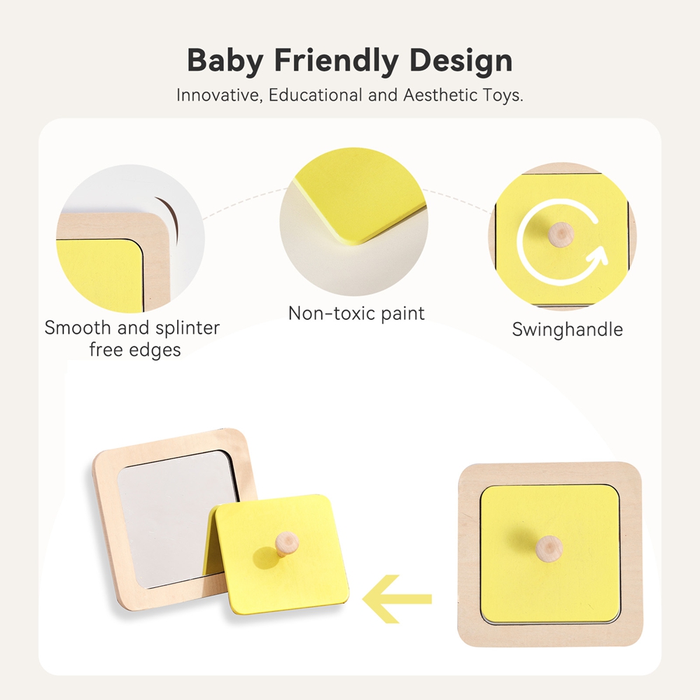 Montessori Wooden Mirror Puzzl - Montessori Wooden Busy Board Toddler ulasan dan harga