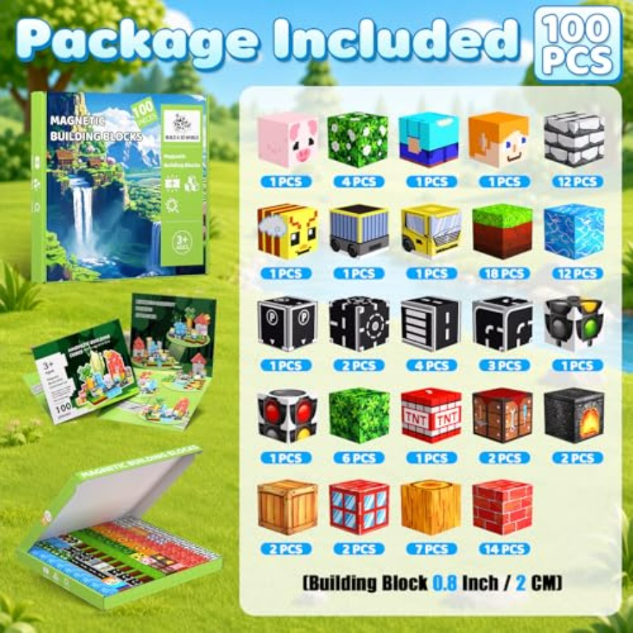 100PCS Magnetic Blocks, 0.8 in - Magnetic Building Tiles Set 100Pcs ulasan dan harga