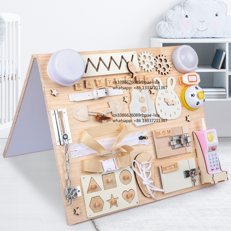 Montessori Busy Board Wooden S - Montessori Wooden Busy Board Toddler ulasan dan harga