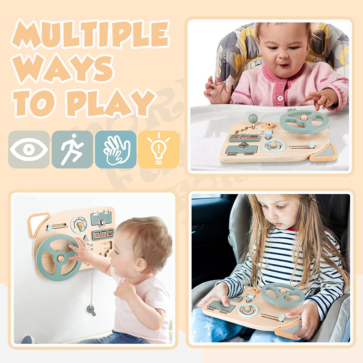 Montessori Toy Steering Wheel  - Montessori Wooden Busy Board Toddler ulasan dan harga